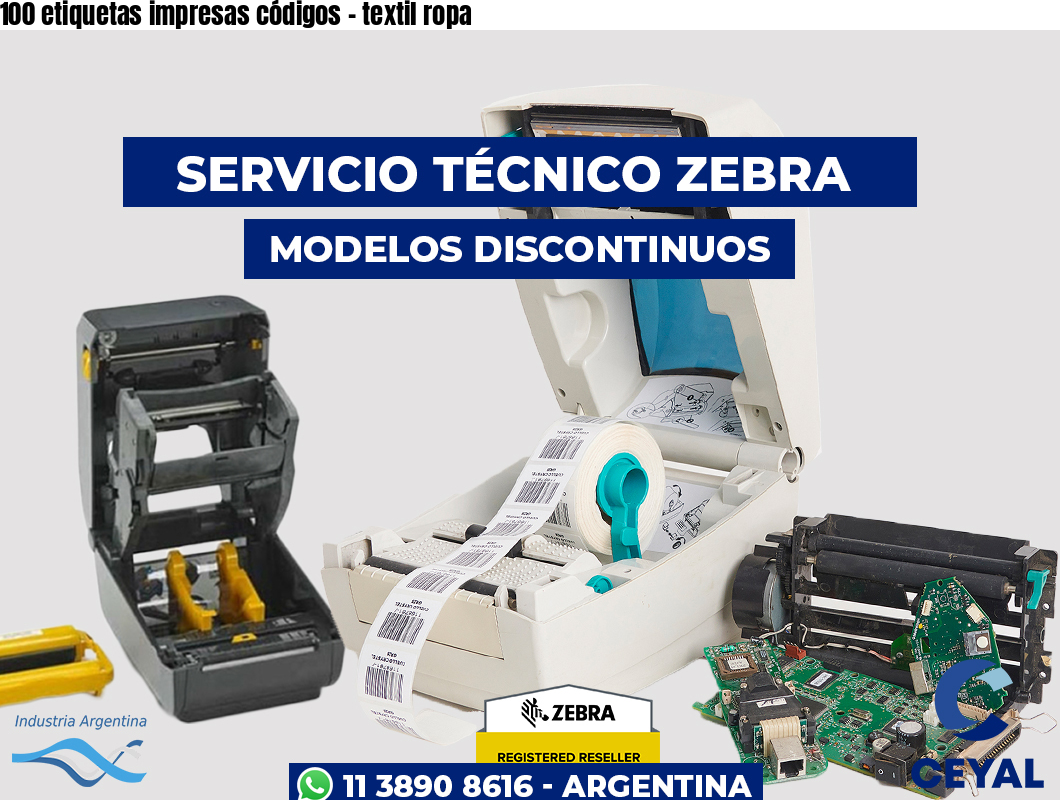 100 etiquetas impresas códigos - textil ropa