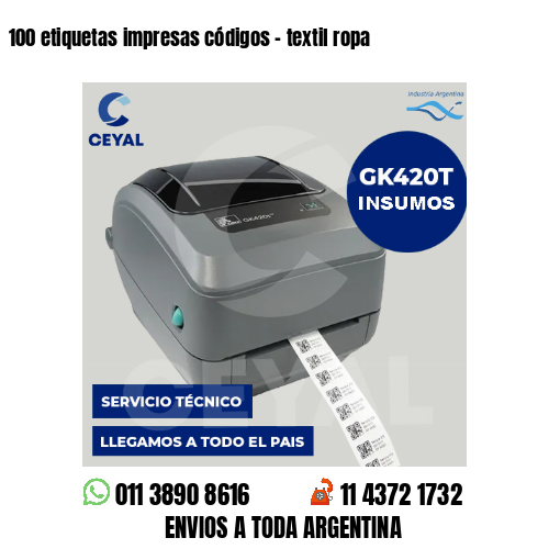 100 etiquetas impresas códigos - textil ropa