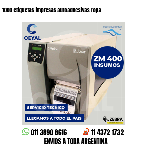1000 etiquetas impresas autoadhesivas ropa