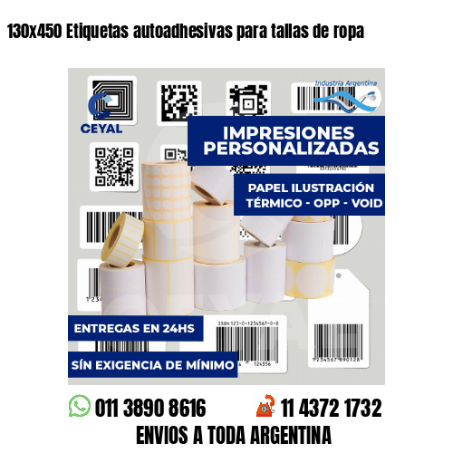 130x450 Etiquetas autoadhesivas para tallas de ropa