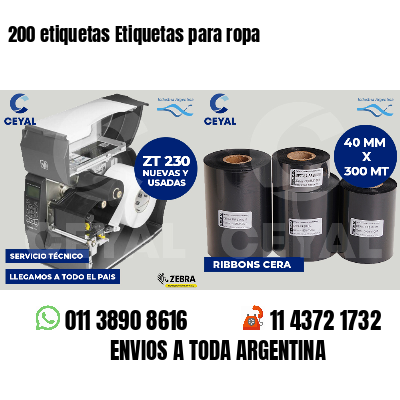 200 etiquetas Etiquetas para ropa