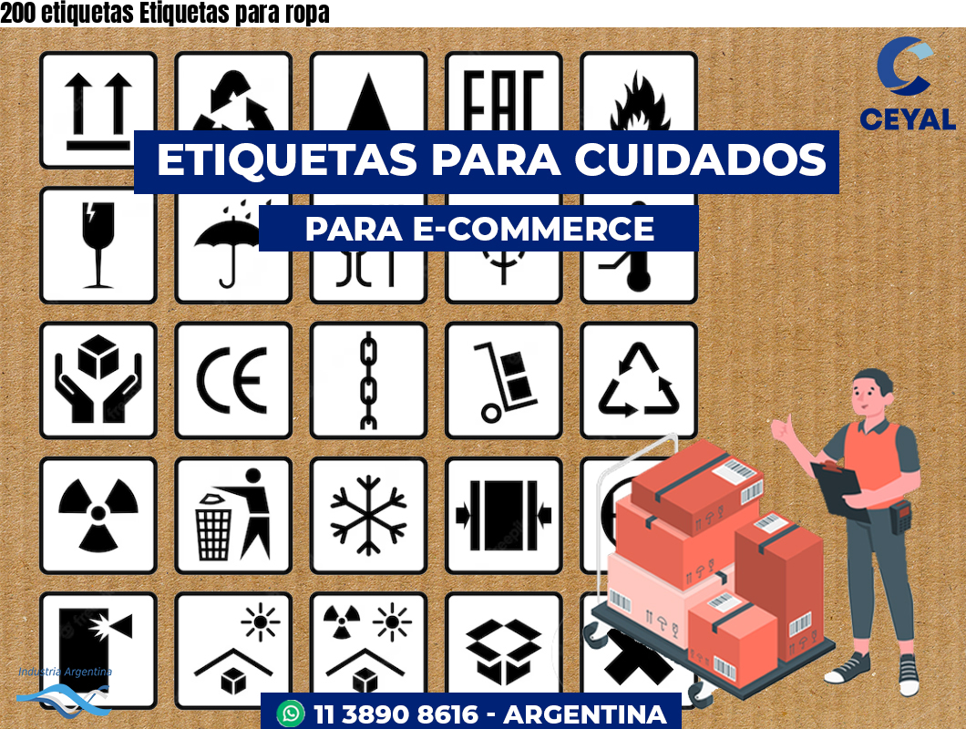 200 etiquetas Etiquetas para ropa