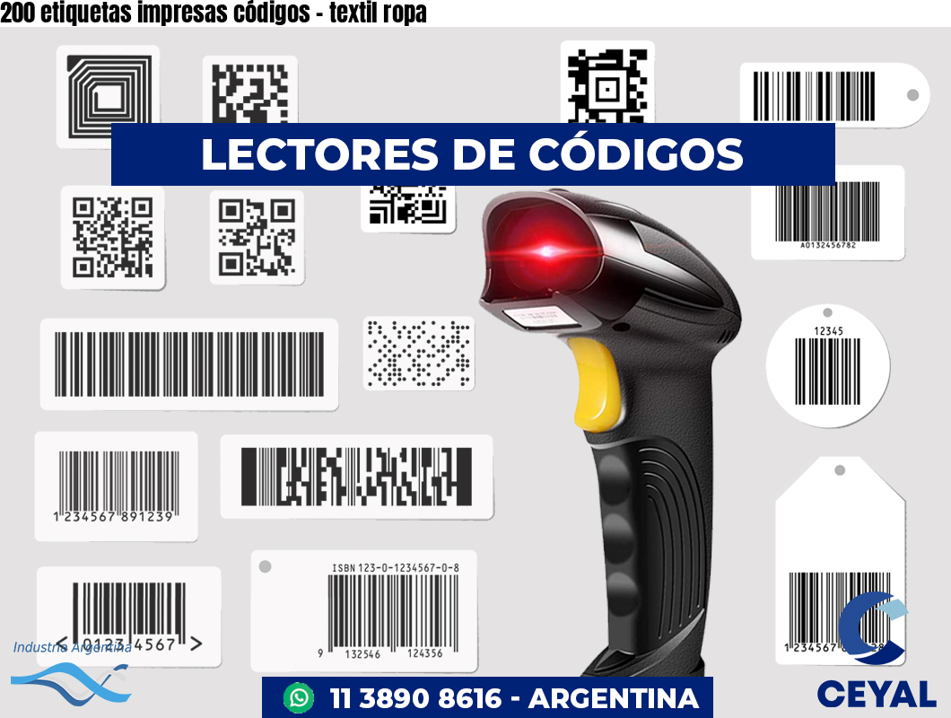 200 etiquetas impresas códigos - textil ropa