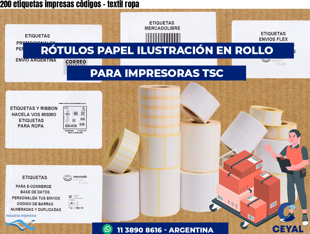 200 etiquetas impresas códigos – textil ropa