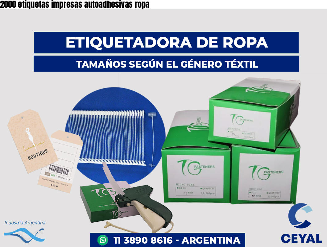 2000 etiquetas impresas autoadhesivas ropa