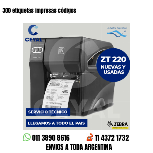 300 etiquetas impresas códigos