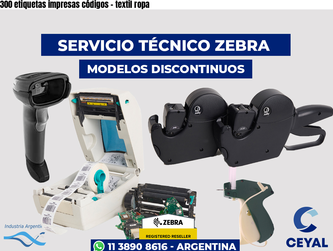 300 etiquetas impresas códigos - textil ropa