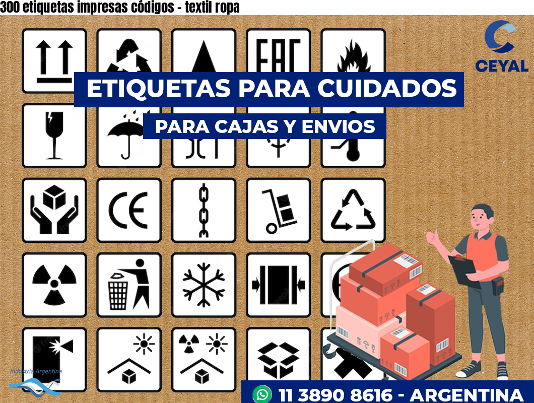 300 etiquetas impresas códigos – textil ropa