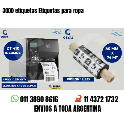 3000 etiquetas Etiquetas para ropa
