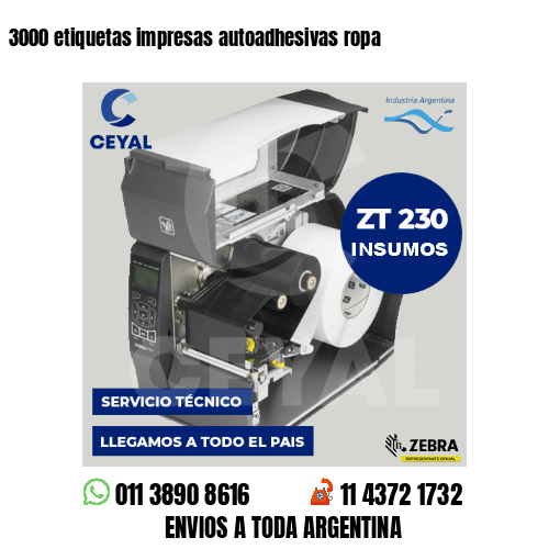 3000 etiquetas impresas autoadhesivas ropa