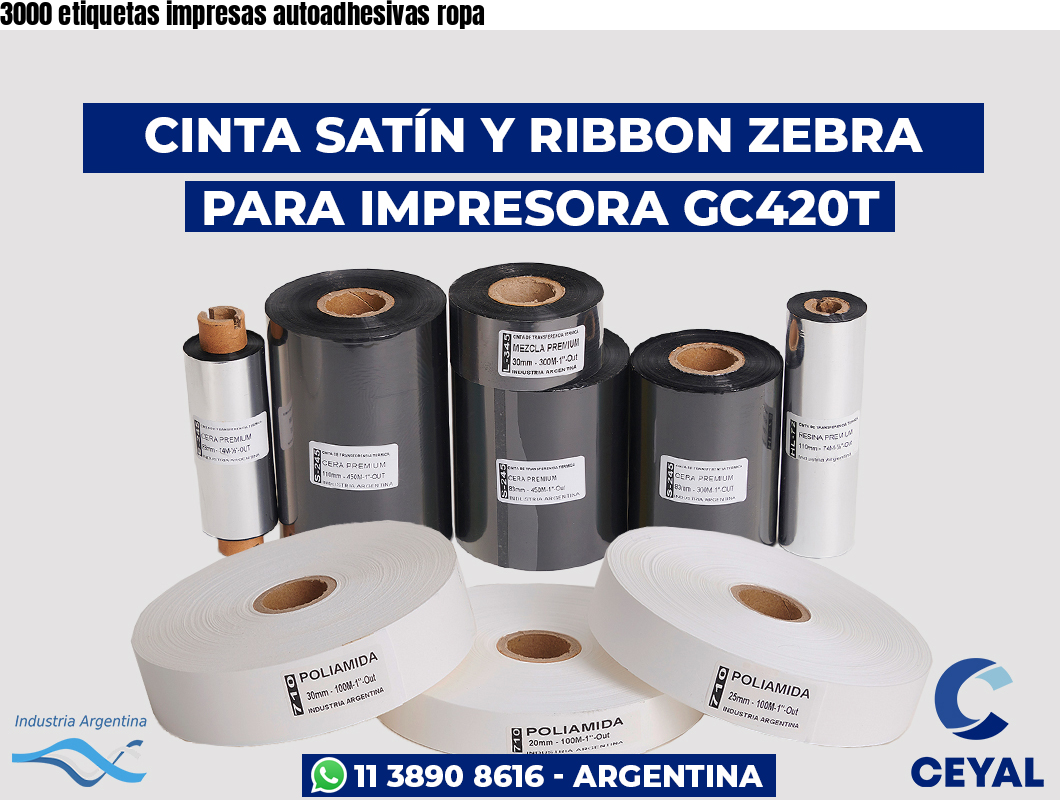3000 etiquetas impresas autoadhesivas ropa