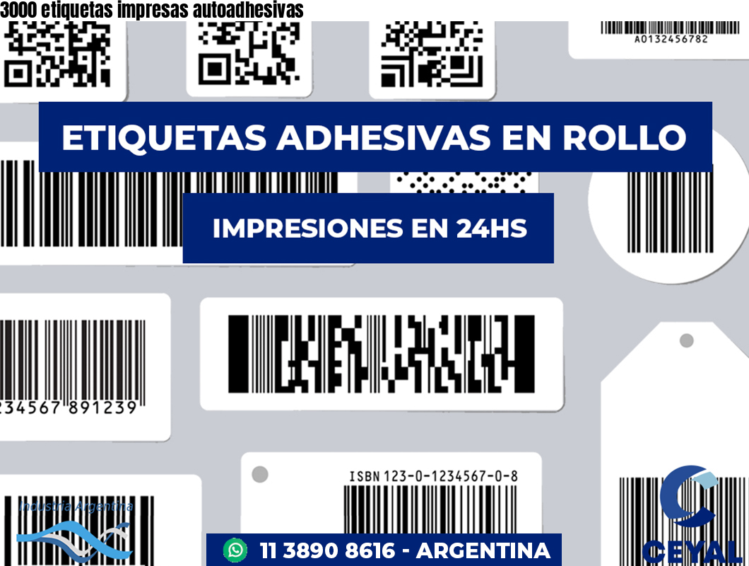 3000 etiquetas impresas autoadhesivas