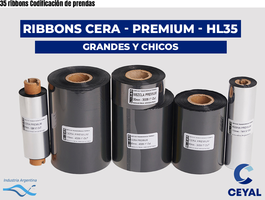 35 ribbons Codificación de prendas
