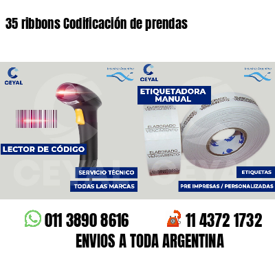 35 ribbons Codificación de prendas
