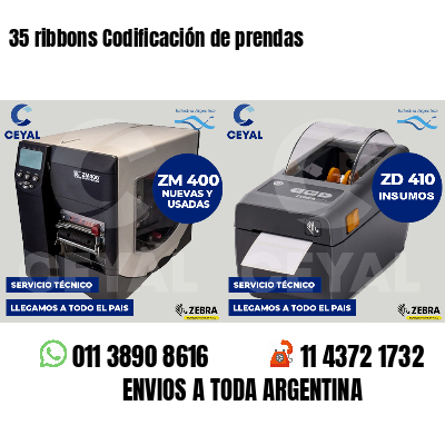 35 ribbons Codificación de prendas