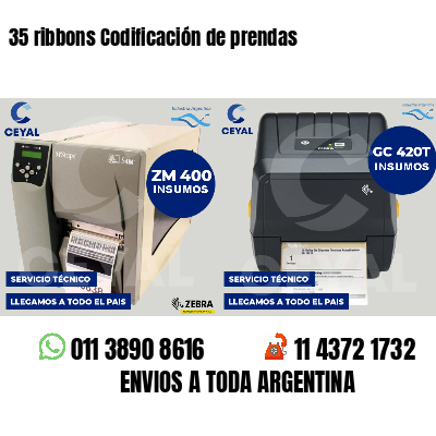 35 ribbons Codificación de prendas