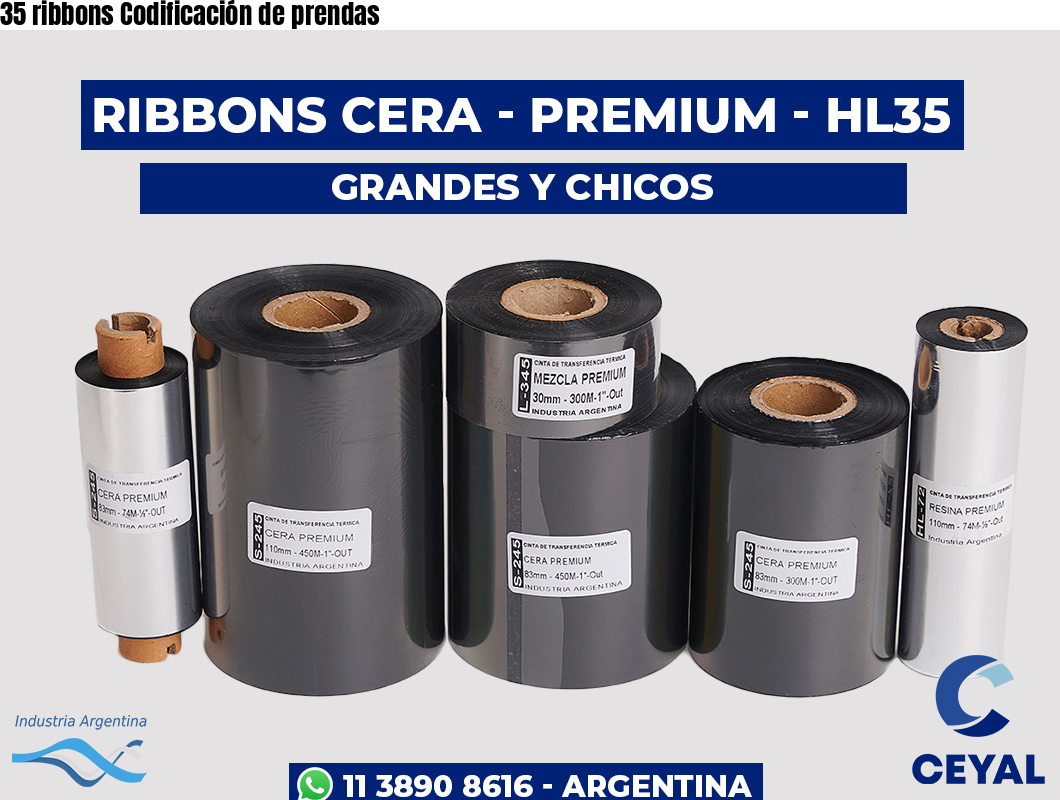 35 ribbons Codificación de prendas