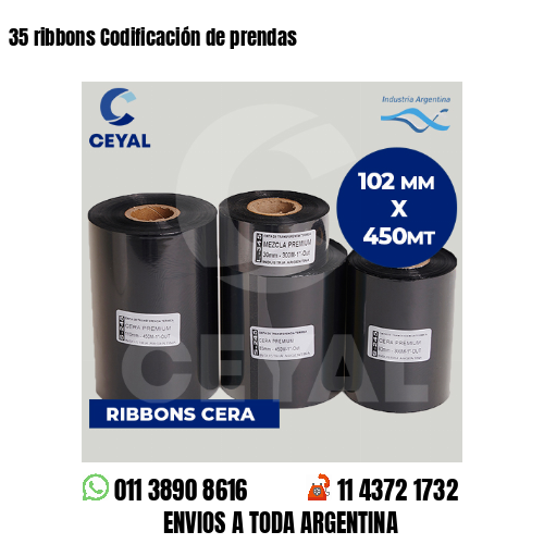 35 ribbons Codificación de prendas