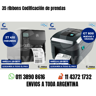 35 ribbons Codificación de prendas