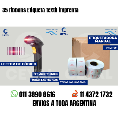 35 ribbons Etiqueta textil imprenta