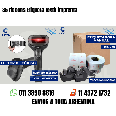 35 ribbons Etiqueta textil imprenta