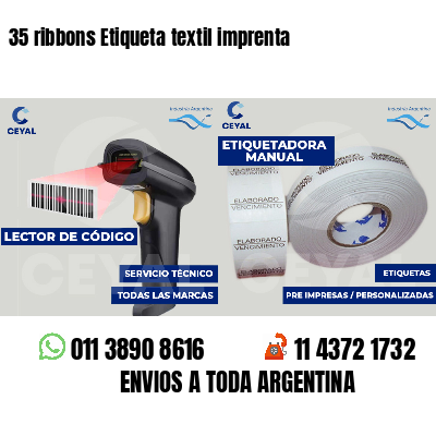 35 ribbons Etiqueta textil imprenta