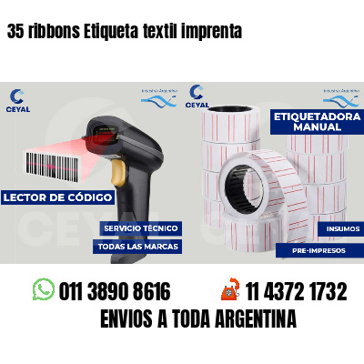 35 ribbons Etiqueta textil imprenta