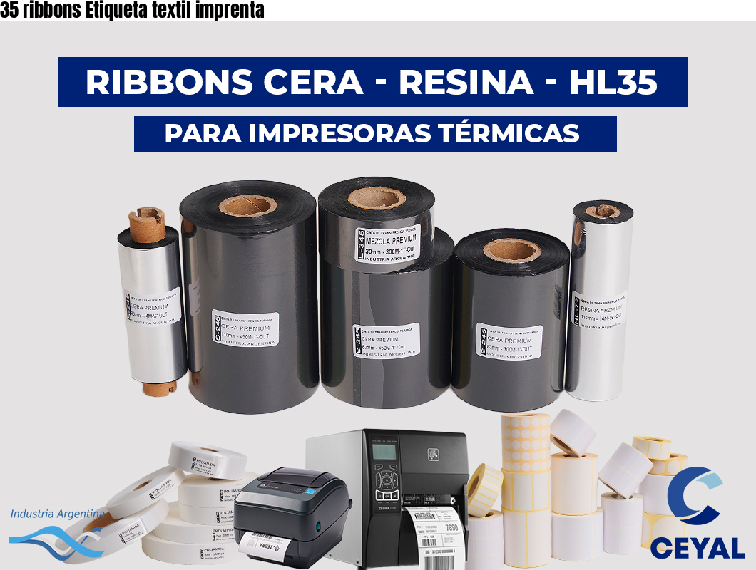 35 ribbons Etiqueta textil imprenta