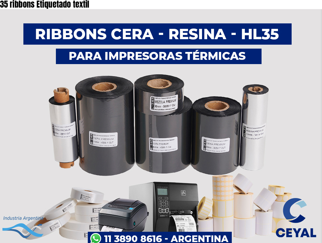 35 ribbons Etiquetado textil
