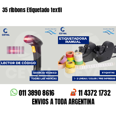 35 ribbons Etiquetado textil