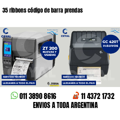 35 ribbons código de barra prendas