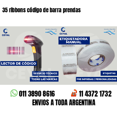 35 ribbons código de barra prendas