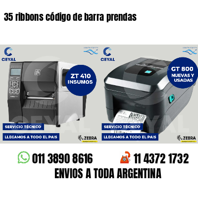 35 ribbons código de barra prendas
