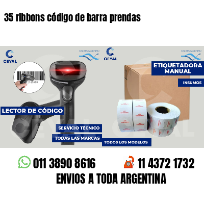 35 ribbons código de barra prendas
