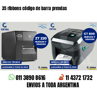 35 ribbons código de barra prendas