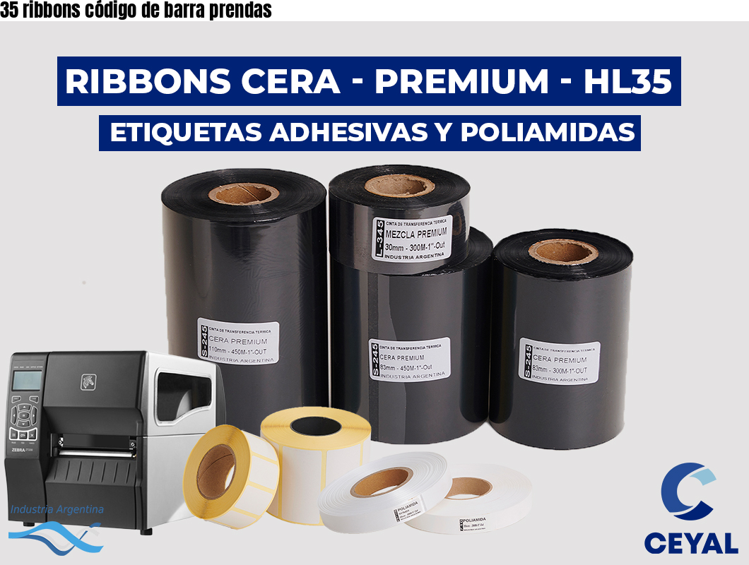 35 ribbons código de barra prendas