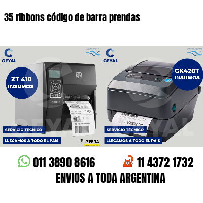 35 ribbons código de barra prendas