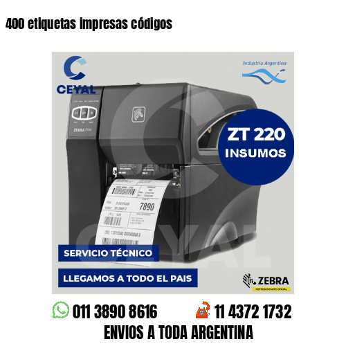 400 etiquetas impresas códigos