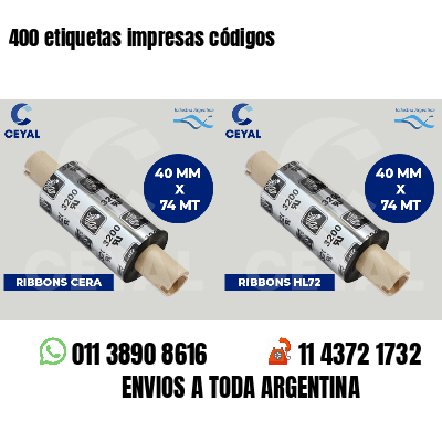 400 etiquetas impresas códigos