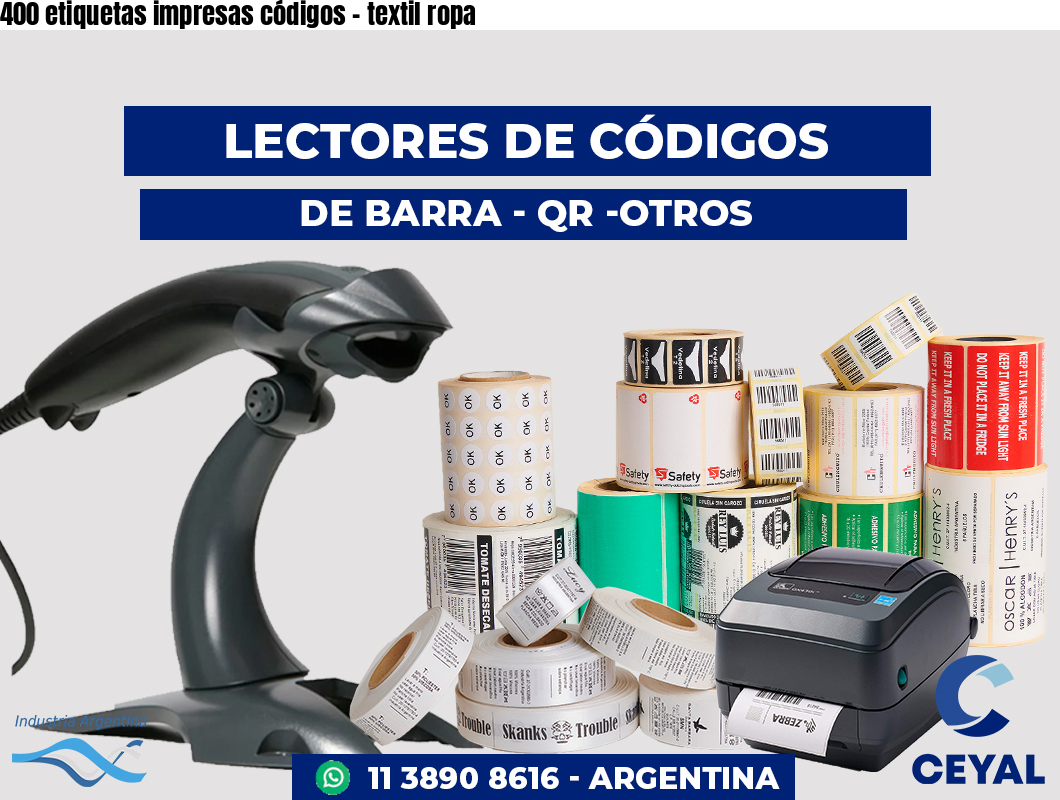 400 etiquetas impresas códigos - textil ropa