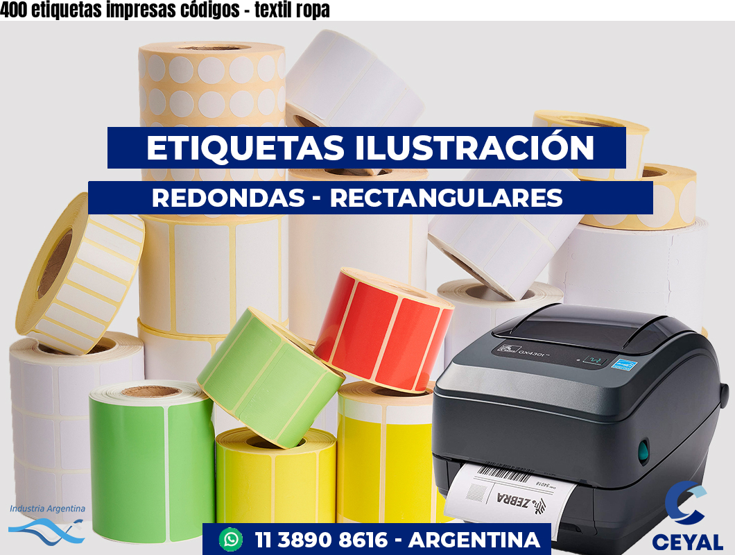 400 etiquetas impresas códigos – textil ropa