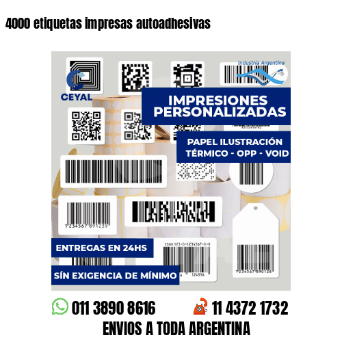 4000 etiquetas impresas autoadhesivas