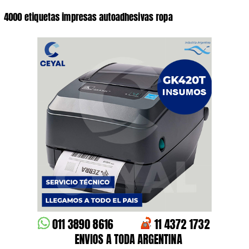4000 etiquetas impresas autoadhesivas ropa