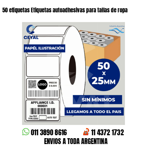 50 etiquetas Etiquetas autoadhesivas para tallas de ropa