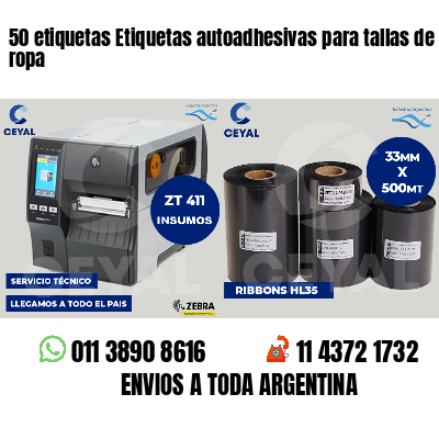 50 etiquetas Etiquetas autoadhesivas para tallas de ropa