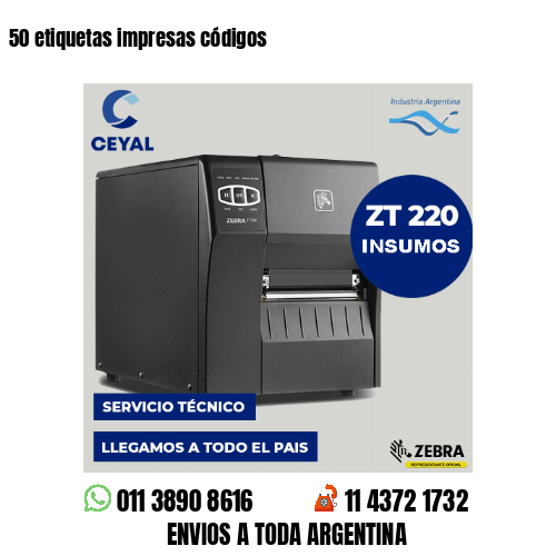 50 etiquetas impresas códigos