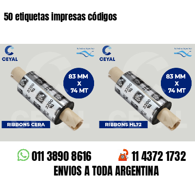 50 etiquetas impresas códigos