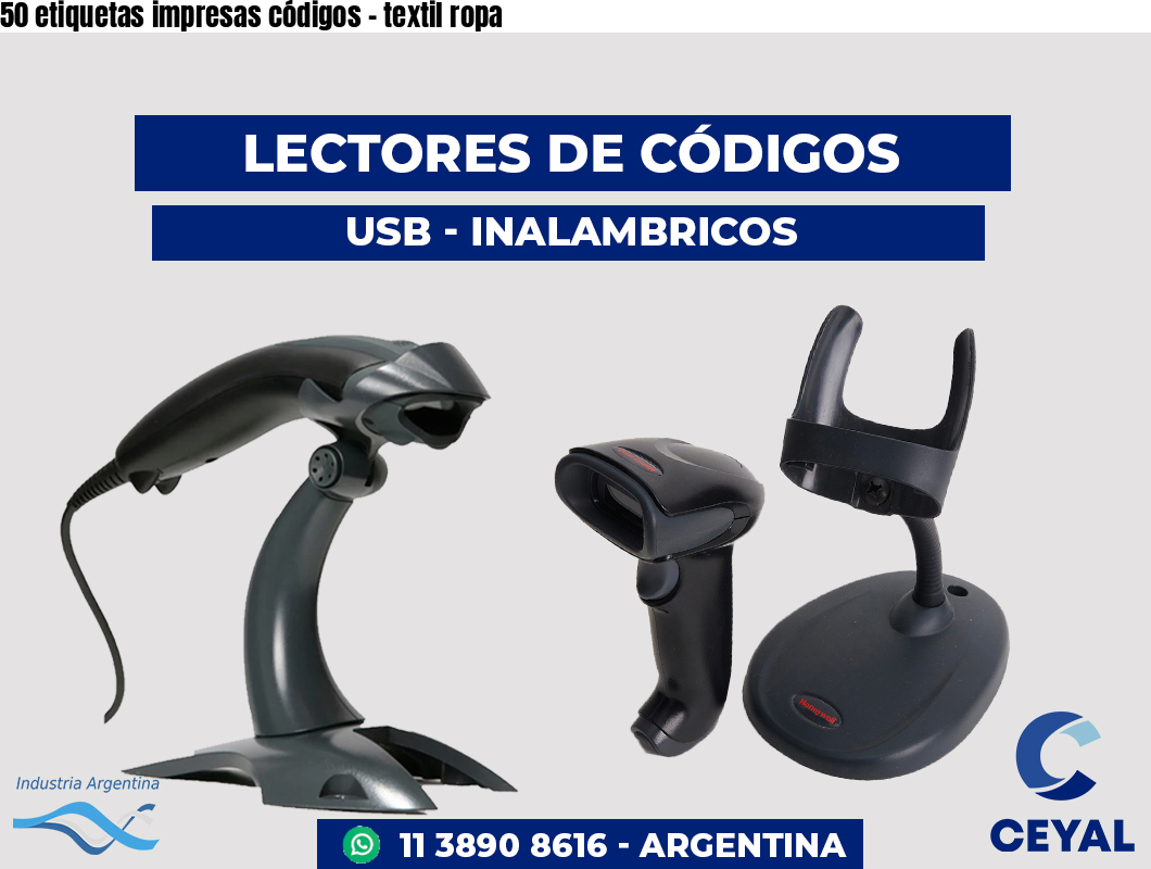 50 etiquetas impresas códigos - textil ropa