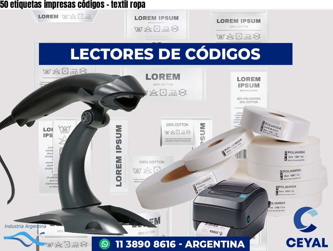 50 etiquetas impresas códigos - textil ropa