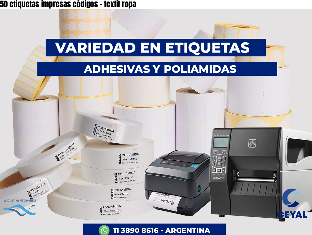 50 etiquetas impresas códigos – textil ropa
